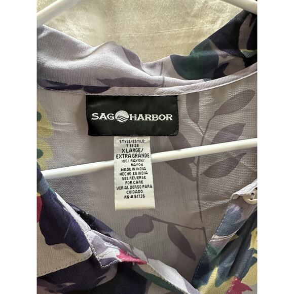 Sag Harbor Floral Button-Down Shirt Women’s XL – Vintage 100% Rayon - Picture 3 of 6